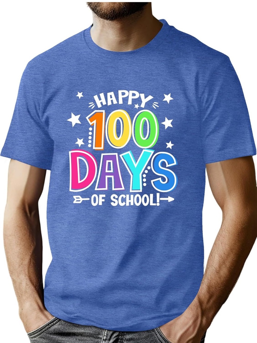 Happy 100 Days of School Rainbow Graphic Tee - Blue